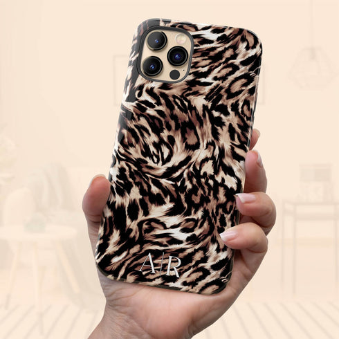 Custom Monogram Initials Fierce Leopard iPhone Case